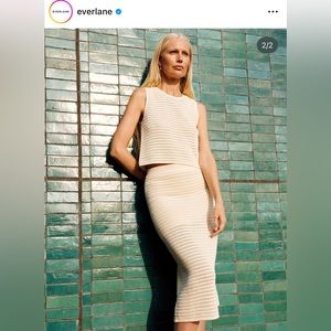 Everlane knit top & skirt set- off white/cream- size medium